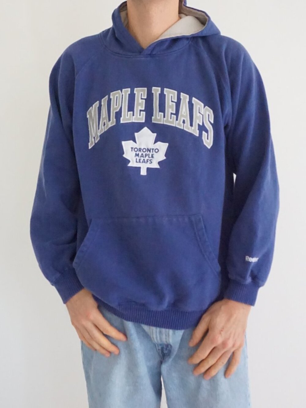 Reebok Blue Toronto Maple Leafs NHL Spellout Hockey Logo Canada Sports Hoodie XL